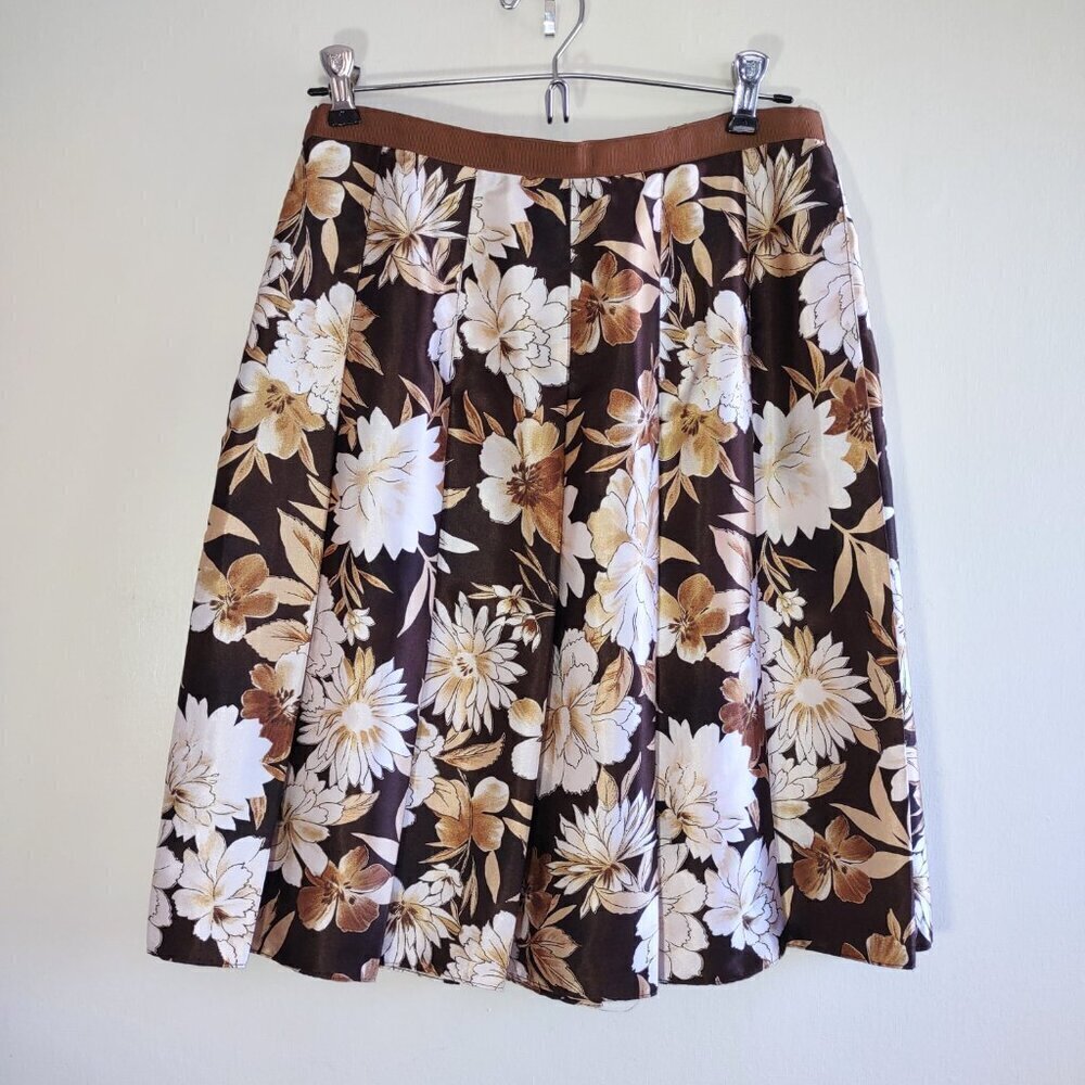 Floral Pleated Skirt Size 4 Ribbon Belt Feminine Cottagecore Indie - Picture 6 of 8